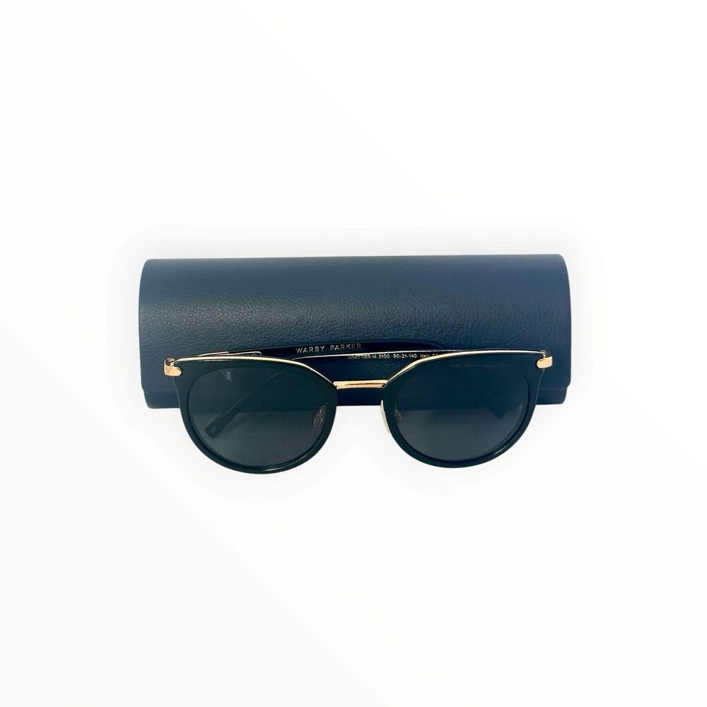 Warby Parker Whittier M 3100 Black & Gold Eyeglasses Frame 50-21-140mm with Case